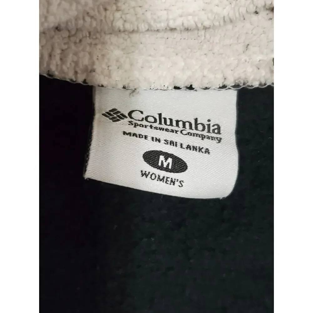 Columbia Women’s Full Zip Fleece Jacket Size M Navy Blue Sherpa Lined Soft Warm